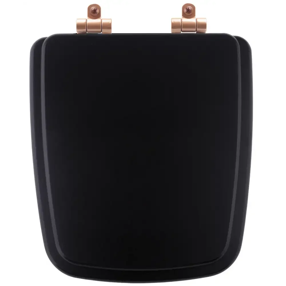 Assento Sanitário Poliéster Soft Close Boss Onix (Preto Fosco) para Vaso Incepa com Ferragem Rose - 1