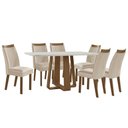 Ver imagem 2 de Conjunto Mesa de Jantar com Vidro e 6 Cadeiras 160cm Multimóveis Crljm-CON030 Madeirado/Off White