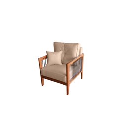 Kit com 2 Poltrona Paris corda nautica luxury linho Bege com almofadas - 3