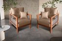 Ver imagem 1 de Kit com 2 Poltrona Paris corda nautica luxury linho Bege com almofadas