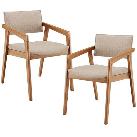 Kit 02 Cadeiras para Sala de Jantar Estar Living Giorgia B04 Linho Bege - Lyam Decor