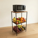 Ver imagem 1 de Fruteira com Suporte para Micro-ondas em Ferro e Madeira Organizador de Cozinha 2 Andares