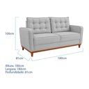 Ver imagem 3 de Sofá 2 Lugares Fixo em Linho 180cm Samuel Cinza Claro