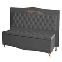 Ver imagem 1 de Kit de Cabeceira de Cama Box e Calçadeira Baú Barcelona Queen 160 Cm Retro Capitonê Suede Grafite