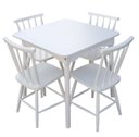 Ver imagem 1 de Jogo de Jantar Colonial Brisa Mesa 80x80cm Branca + 04 Cadeiras Brancas - Rustico Linda