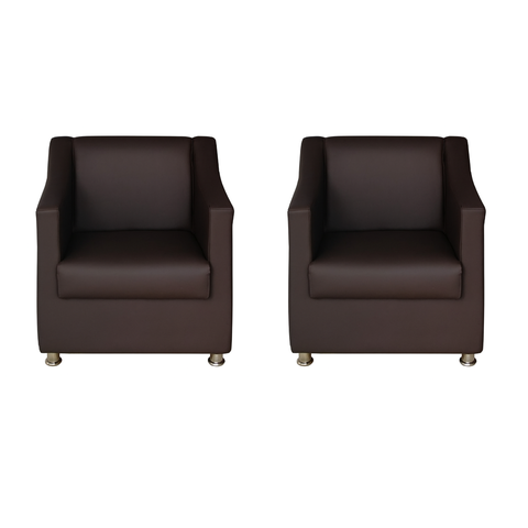 Kit 2 Poltronas Sofia Decorativa para Recepção Marrom Corino