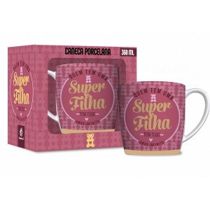 Caneca Porcelana Urban Super Filha 360ml Presente Família