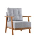 Ver imagem 1 de Poltrona P/ Recepção Decorativa - Sofisticada Linho Cinza