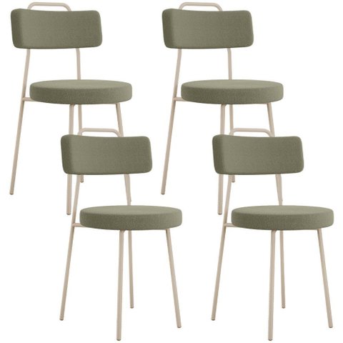 Kit 04 Cadeiras Decorativa Estofada para Sala de Jantar Barcelona Arena L02 Bouclê Oliva - Lyam Deco