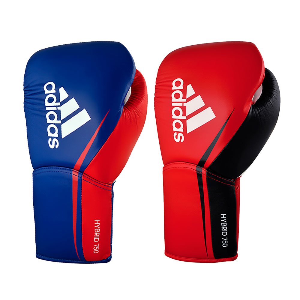 Luva de Boxe adidas com cadarço Hybrid 750 Pro Fight Preto e Vermelho 10 Oz - 1