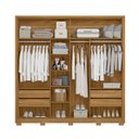 Ver imagem 4 de Guarda-Roupa Casal Frisado 2 Portas de Correr 4 Gavetas com Espelho e Pés Dunas Marrom/Freijó/Off White