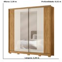 Ver imagem 3 de Guarda-Roupa Casal Frisado 2 Portas de Correr 4 Gavetas com Espelho e Pés Dunas Marrom/Freijó/Off White