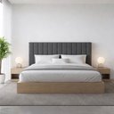 Ver imagem 2 de Cabeceira Cama Casal Queen Estofada Gomos 170cm X 121cm Linho Veludo Cor:linho Philips Niquel