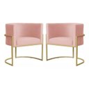 Ver imagem 1 de Kit 2 Poltronas Decorativas Base Metal para Sala Jantar Estar Recepção Clínica Consultório Rosê