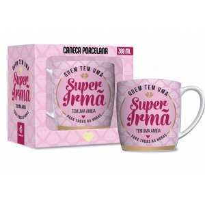 Caneca Porcelana Urban Super Irmã 360ml Presente Família