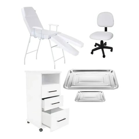 Kit Podologia Cadeira Poltrona Mocho Armário Fiscomed Kit para Podologia