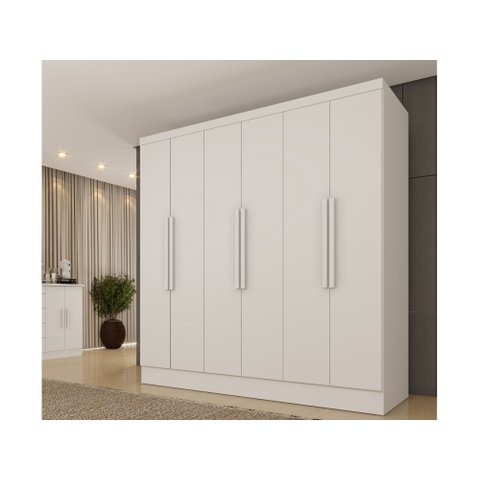 Guarda Roupa Bariloche 6 Portas e 4 Gavetas Internas Tcil Branco