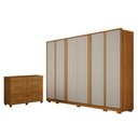 Ver imagem 1 de Guarda Roupa Casal Ares 6 Portas Cinamomo Off-white com Cômoda San Marino 8 Gavetas Cinamomo – Leife