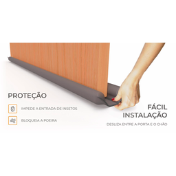 Veda Fresta Protetor Porta Rolinho Impermeável 90Cm Comfort Door Vedação Contra Poeira Inseto Branco - 5
