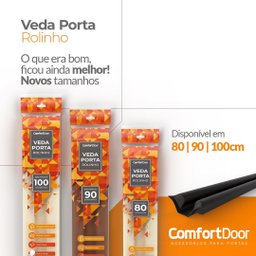 Veda Fresta Protetor Porta Rolinho Impermeável 90Cm Comfort Door Vedação Contra Poeira Inseto Branco - 10