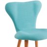 Cadeira Estofada Base Madeira F45 Azul Turquesa - 3