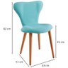 Cadeira Estofada Base Madeira F45 Azul Turquesa - 5