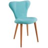 Cadeira Estofada Base Madeira F45 Azul Turquesa - 1