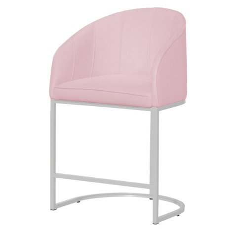 Poltrona Estilo Banqueta Mia Tecido Suede Base Metal Branco - Estopar Poltrona Mia Base Branca Suede