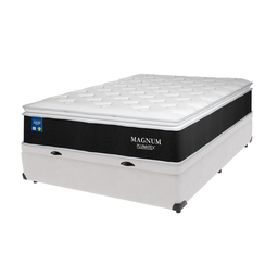 Cama Box Casal Baú Branco e Colchão Magnum Plumatex Pillow Top High Tech - 1