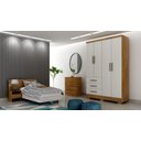 Ver imagem 3 de Guarda Roupa Solteiro com Pés 4 Portas 3 Gavetas - Encant-Cumaru/Fendi - Móveis Novo Horizonte