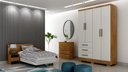 Ver imagem 3 de Guarda Roupa Solteiro com Pés 4 Portas 3 Gavetas - Encant-Cumaru/Fendi - Móveis Novo Horizonte