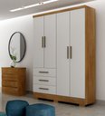 Ver imagem 2 de Guarda Roupa Solteiro com Pés 4 Portas 3 Gavetas - Encant-Cumaru/Fendi - Móveis Novo Horizonte
