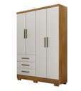 Ver imagem 1 de Guarda Roupa Solteiro com Pés 4 Portas 3 Gavetas - Encant-Cumaru/Fendi - Móveis Novo Horizonte
