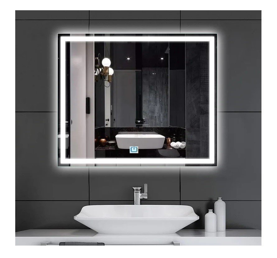 Espelho Jateado Iluminado com Led Frio e Touch 70x60cm Horizontal