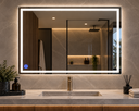Ver imagem 4 de Espelho 4mm Iluminação LED 80x100 Horizontal Luz Fria Iluminado Frente e Atrás 2 Faixas Finas