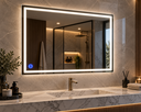 Ver imagem 1 de Espelho 4mm Iluminação LED 80x100 Horizontal Luz Fria Iluminado Frente e Atrás 2 Faixas Finas