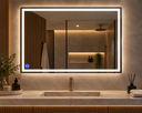 Ver imagem 3 de Espelho 4mm Iluminação LED 80x100 Horizontal Luz Fria Iluminado Frente e Atrás 2 Faixas Finas