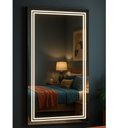 Ver imagem 2 de Espelho 4mm Iluminação Led 80x100 Vertical Luz Fria Iluminado Frente e Atrás Vertical 2 Faixas Finas