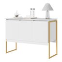 Ver imagem 1 de Buffet Alba Industrial 3 Portas MDF MDP 120cm Branco Dourado Casah