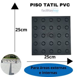 Piso Tátil Alerta Preto 25x25x5mm Kit com 16pçs.=m2 - 5