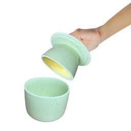 Manteigueira Francesa Porcelana Verde Mesclado Mantém Cremosa Gourmet - 6