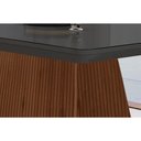 Ver imagem 3 de Mesa de Sala Jantar Luna + Tampo Madeirado Vidro Curvo 120x80cm Off White/Imbuia Ripado-Vidro Off