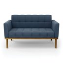Ver imagem 3 de Sofá Namoradeira Base de Madeira Castanho Elisa Suede Azul Marinho D03 - D'Rossi