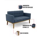 Ver imagem 6 de Sofá Namoradeira Base de Madeira Castanho Elisa Suede Azul Marinho D03 - D'Rossi