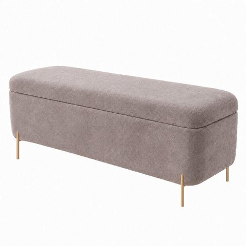 Puff Baú Bella Reto Assento Espuma Veludo Nobre Avelã 140cm Sallar Home