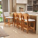 Ver imagem 2 de Kit 02 Banquetas Baixa Bar Cozinha E Sala De Jantar Fixa Betta L02 Imbuia Linho Cru - Lyam Decor