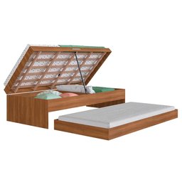 Cama Box de Solteiro com Auxiliar Nogal Torca Jm Móveis - 3
