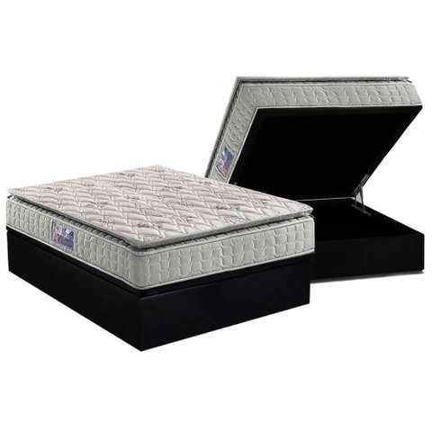 Conjunto Box Baú Casal: Colchão Espuma D33 Orthosono One Face + Base Crc Suede Black (138x188)