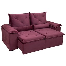 Sofá Retrátil Reclinável Veludo 2,30m Design Elegante Athenas Premium Cor:vinho - 1