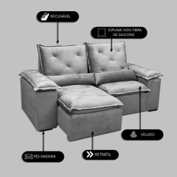 Sofá Retrátil Reclinável Veludo 2,30m Design Elegante Athenas Premium Cor:vinho - 4